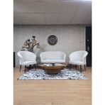 Teddy Takım Siyah Boyalı Sivriltme Ayak Çay Seti Koltuk - Berjer , Balkon, Salon, Ofis Krem Renk 40 x 125 Boyut/ebat - Çok Renkli