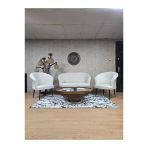 Teddy Takım Siyah Boyalı Sivriltme Ayak Çay Seti Koltuk - Berjer , Balkon, Salon, Ofis Krem Renk 40 X 125 Boyut/Ebat