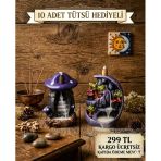 Tedisanat Mini Ay Mini Mor Mantar Geri Akış Şelale Tütsülük 10 Adet Tütsü Hediyeli