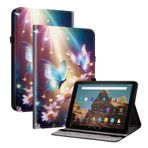 TEDTIKJT Amazon Fire HD 10 2019 2017 ile Uyumlu Kılıf Tablet Kapaklı Kılıf Kristal Desenli Deri Standlı Koruyucu Fonksiyonlu Kapak, Kelebek Çiçek