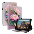 TEDTIKJT Amazon Fire HD 10 2019 2017 ile Uyumlu Kılıf Tablet Kapaklı Kılıf Kristal Desenli Deri Standlı Koruyucu Fonksiyonlu Kapak, Lotus Çiçeği