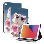 TEDTIKJT Kılıf iPad 8./7. Nesil 10,2 inç 2020/2019 Kapaklı Kılıf Kristal Desenli Deri Tablet Kılıfı Standlı Koruyucu Fonksiyon Kılıfları, Karikatür Küçük Kaplan