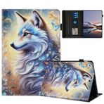 TEDTIKJT Kılıf iPad 8th / 7th Generation 10.2 inç 2020/2019 Kılıf PU Deri Flip Cover Kart Yuvası Standı Koruyucu Kılıf iPad 10.2 inç 8th/7th Gen,Rüya Beyaz Kurt