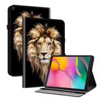 TEDTIKJT Samsung Galaxy Tab A 10.1 inç 2019 SM-T510 T515 Tablet Kılıfı Kristal Desenli Deri Kapaklı Standlı Koruyucu Kılıf Samsung Galaxy Tab A 10.1 2019 için Kapak, Aslan Kafası