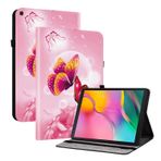 TEDTIKJT Samsung Galaxy Tab A 10.1 inç 2019 SM-T510 T515 Tablet Kılıfı Kristal Desenli Deri Kapaklı Standlı Koruyucu Kılıf Samsung Galaxy Tab A 10.1 2019 için Kapak, Pembe Kelebek