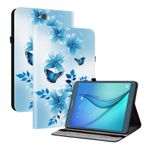 TEDTIKJT Samsung Galaxy Tab A 9,7 inç SM-T550 T555 Kılıf Kapaklı Kılıf Samsung Galaxy Tab A 9.7 inç için Koruyucu Tablet Kılıfı Kristal Dalgalanma Deri Standlı Kılıf, Mavi Kelebek