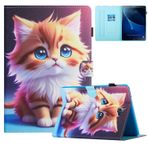 TEDTIKJT Tablet Samsung Galaxy Tab A6 10,1 inç 2016 SM-T580 T585 PU Deri Kapaklı Kılıf Manyetik Kart Yuvası Standı Koruyucu Kılıf Galaxy Tab A 10,1 inç 2016 için, Sarı Kedi