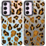 Tedyhulle Samsung Galaxy A15 4G/5G için 2'li telefon kılıfı, estetik leopar desenli, sert polikarbon arka kapak, termoplastik poliüretan yumuşak mat silikon tampon, darbeye dayanıklı koruyucu kılıf