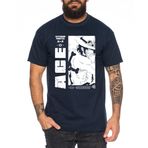Tee Kiki Ace Boom - Erkek Tişört Straw Hat Luffy Zoro One Monkey D. Korsan Ace Piece Goku Anime Ruffy, Koyu mavi, XL