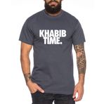 Tee Kiki Khabib Time - Erkek T-Shirt Nurmagomedov MMA Eagle Dagestan Havalı Fitness Spor Tişörtü, Koyu gri., XXL