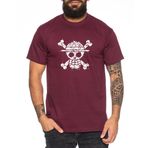 Tee Kiki Logo Used - Erkek Tişört Straw Hat Luffy Zoro One Monkey D. Korsan Ace Piece Goku Anime Ruffy, Weinrot, M