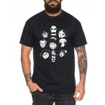 Tee Kiki Team Face - Erkek Tişört Straw Hat Luffy Zoro One Monkey D. Pirat Ace Piece Goku Anime Ruffy, Siyah, S