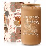 Teeglow Kitap Severler Hediyeler Fikir, Kitap Severler için Hediyeler, Okuyucu için hediyeler, 16 oz Kapaklı Cam Bardaklar Pipetler, Kitap Kulübü Kitap Hediyeleri, Kadınlar için Okuma Hediyeleri,
