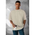 Teenage Millionaire Erkek Taş Renk Basic Düz Baskısız Oversize Salas Boyfriend T-Shirt - XS