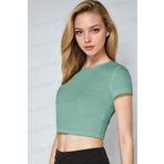 Teenage Millionaire Kadın Mint Yeşili Bisiklet Yaka Kısa Kollu Fitilli Kaşkorse Crop Bluz