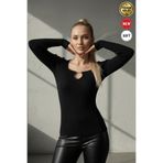 Teenage Millionaire Kadın Siyah Armut Yaka Çengel Detaylı Kancalı Uzun Kollu Fitilli Extra Soft Yumuşak Bluz Body