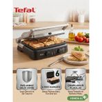 Tefal 2000 Watt Gücünde Çıkarılabilir Plakalı 6 Dilim Kapasiteli 180 Derece Açılır Zaman Ayarlı Tam Kapsamlı Döküm Elektrikli Izgara ve Tost Makinesi - Gri