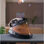 Tefal 3000W En Yüksek Basınçlı Aydınlatmalı Profesyonel Buhar Kazanlı Ütü - Kumaş Tanıma Sensörü, Dikey Ütüleme, Hijyenik Temizlik ve Damlama Önleyici Teknoloji + Tiftik Temizleyici - Altın - Siyah