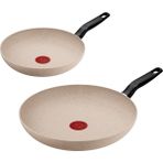 Tefal Beige Essential Mineralia+ Yapışmaz Kaplama İndüksiyon Tabanlı 2'li Tava Seti - 24/28 cm - Kum Beji