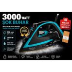 Tefal Buharlı Ütü 3000 Watt Şok Buharlı Puregliss Otomatik Kapanma Durilium Airglide Teknolojisi - Mavi