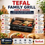 Tefal Büyük Boy Yüzey ve Az Dumanlı (10 KIŞILIK),2400 W Gücünde Çift Termostatlı Aile Boyu Elektrikli Izgara- - Siyah
