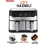Tefal Çift Hazneli Yüksek Kaliteli Yağsız Fritöz, 8 Otomatik Program, Izgara Modu, Kolay Temizlik, Ekstra Çıtır Teknolojisi + Onerous Mutfak Tartısı - Gri