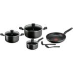 Tefal Dark Stone 9 Parça Set 20 cm, 24 cm, 28 cm, 16 cm Titanyum Kaplama Derin Tencereler - Siyah