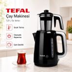 Tefal Elektrikli Çay Makinesi Cam Çaydanlık Şarjlı Standlı Çay Seti 1.9 L Kettle Uyumlu Gizli Rezistanslı - Sıcak Tutma, Damlatmaz Servis ve 360° Döner Taban - Siyah