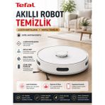 Tefal Lazer Navigasyonlu Evcil Hayvan Dostu Akıllı Robot Süpürge Islak Kuru Temizlik Yapan Elektronik Su Kontrollü Geniş Hazneli Paspaslı Cihaz - Beyaz