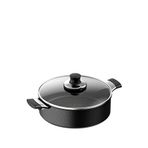 Tefal Titanyum 6x Excellence Alüminyum İndüksiyon Tabanlı Kısa Tencere 24 Cm - Siyah