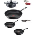 Tefal Titanyum 6x Excellence Indüksiyon Tabanlı Kısa Tencere - 24 Cm+30+26 Tava - Siyah