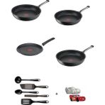 Tefal Titanyum 6x Excellence Indüksiyon Tabanlı Tava Seti 28,26,22,25 cm Krep - 6x 28,26,22,25 CM - Siyah