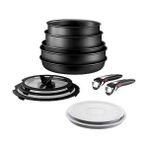 Tefal Titanyum Kalın 6x 12 Parça Tava Seti Bulaşık Makinesinde Yıkanabilir - Siyah - Şeffaf