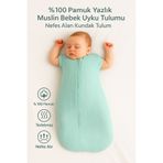 TEGA %100 Pamuk Yenidoğan Bebek Yazlık Muslin Kundak Tulum ve Uyku Tulumu – Mint Yeşili, Çift Fermuar