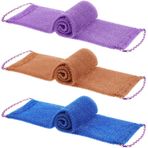 Tegeme 3 Parça Afrika Banyo Süngeri Afrika Sırt Fırçası Afrika Ağı Pürüzsüz Uzun Ağ Duş Süngerleri Peeling Lifleri Kadın Erkek Vücut Yıkama Aksesuarları, Mor, Mavi, Kahve