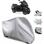 Tegin ACC | Yamaha Tricity 300 (Bağlantı Tokalı) Uyumlu Solarblock Prime Uyumlu Motosiklet Brandası | Su Geçirmez, %99 UV, Yansıtıcı Gümüş Üst, 360° Lastikli, Taşıma Çantalı