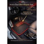Tegin Mat Designer Of Cars Audi A3 2012-2020 Ambition Ambiente Paket Uyumlu Premium Siyah Deri Kırmızı Kenar Paspas