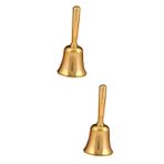 TEHAUX 2 Pirinç Çıngırak Otel Zili Masa Zili Resepsiyon Zili Gümüş Çan Jingle El Çanları Servis Zili Kilise Çanları Noel Çanları Karşı Zil Telefon Için Zil Sesi Golden