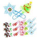 TEHAUX 24 Adet Noel Yer Imleri Noel Ataşları Noel Imleri Noel Klasör Klipsleri Bilet Klasörü Zımbalayıcı Noel Raptiyesi Kar Tanesi Yer Imleri Tatil Kitapçısı Pvc Yer Imi Öğrenci Ataç