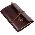 TEHAUX Retro Vintage Deri Defter Yaprak Klipsli Masonik Erkekler Ajanda Günlük Defteri