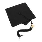TEHAUX Siyah Mezuniyet Kepi Karton Püskül Unisex Polyester Şapka Tören Fotoğraf Aksesuarı için