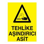 Tehlike Aşındırıcı Asit Uyarı Tabelası - 50x70 Alüminyum Kompozit Panel - KM19