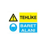 Tehlike Baret Alanı Uyarı Tabelası - 50x70 Alüminyum Kompozit Panel - KKB9