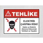 Tehlike Elektrik Çarpma Riski - Uyarı Tabela Levhası 24X34 cm Polikarbon - 1 Adet - 24 x 34 cm