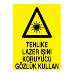 Tehlike Lazer Işını Koruyucu Gözlük Kullan Uyarı Tabelası - 70x100 Alüminyum Kompozit Panel - RLI5