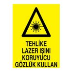 Tehlike Lazer Işını Koruyucu Gözlük Kullan Uyarı Tabelası - 70x100 Foreks - RLI5