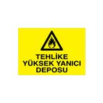 Tehlike Yüksek Yanıcı Deposu Uyarı Tabelası - 20x30 Alüminyum Kompozit Panel - YP7