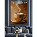 Tek Bir Kahve Fincanı Espresso Yazısı Dekoratif Kanvas - Mdf Ahşap Tablo