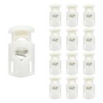 Tek Delikli Yaylı Kordon Kilitleri Toggle Stoppers Sürgülü Kordon Bağlantı Elemanı Kaydırıcı Ayakkabı, İpli ve El Sanatları için Dantel Dolaplar, Beyaz 24 adet, M