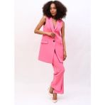 Tek Düğmeli Salaş Yelek & Bol Paça Pantolon Takım-Pembe - 8 Drop (Uzun-Dar Kalıp) - 34
